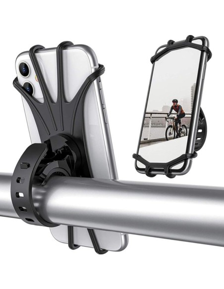 Suport universal din silicon pentru Telefoane cu Display pana la 8", Flexibil, Montaj pe Ghidon, Compatibil si cu Carut, Trotine