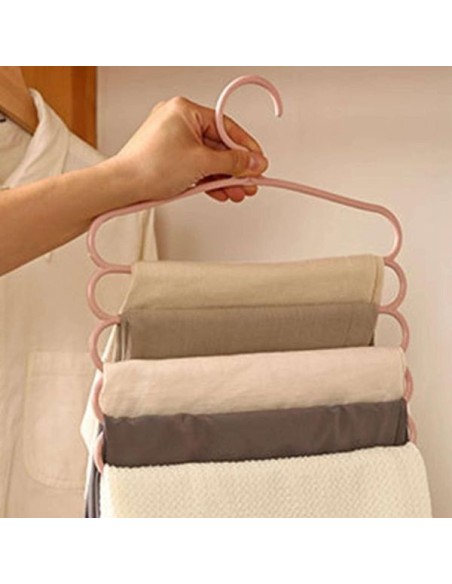 Set 4 umerase multifunctionale din plastic cu 5 pozitii pentru pantaloni, fuste, cravate, prosoape, care ajuta la economisirea s