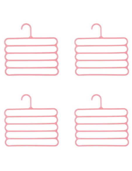 Set 4 umerase multifunctionale din plastic cu 5 pozitii pentru pantaloni, fuste, cravate, prosoape, care ajuta la economisirea s