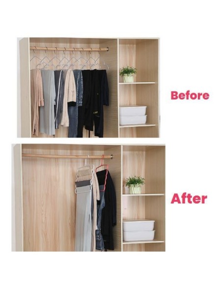 Set 4 umerase multifunctionale din plastic cu 5 pozitii pentru pantaloni, fuste, cravate, prosoape, care ajuta la economisirea s