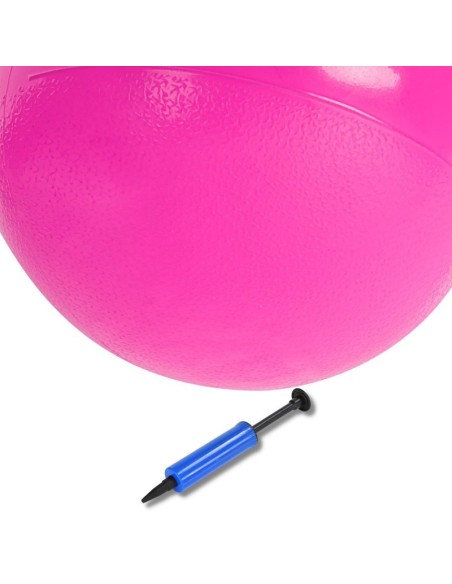 Set Minge gonflabila cu maner pentru copii, PVC, 45 cm si Pompa de mana, Maxim 80 kg, Roz