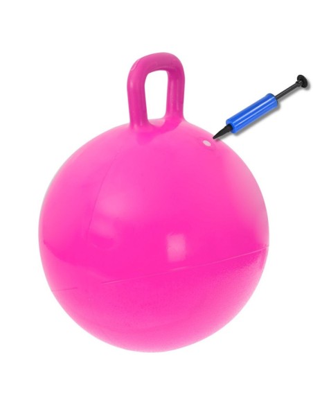 Set Minge gonflabila cu maner pentru copii, PVC, 45 cm si Pompa de mana, Maxim 80 kg, Roz