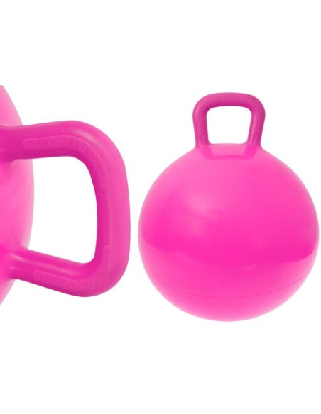 Set Minge gonflabila cu maner pentru copii, PVC, 45 cm si Pompa de mana, Maxim 80 kg, Roz