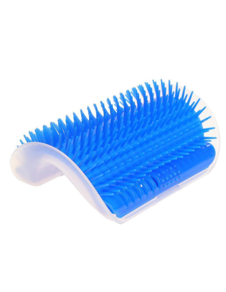 Perie de masaj si curatarea blanii cu iarba Catnip pentru pisicute, montaj pe colturi, 8.5 x 12.5 cm, Albastru