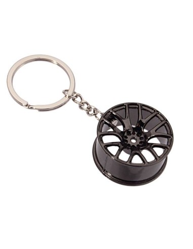 Breloc din aliaj zinc, model janta auto, Negru