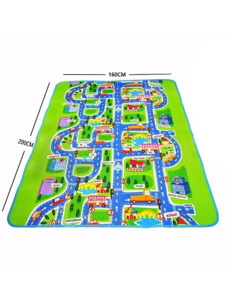 Covoras de joaca educativ din spuma EVA, Termo-rezistent, City Streets, 160 x 200 cm, 3 ani +