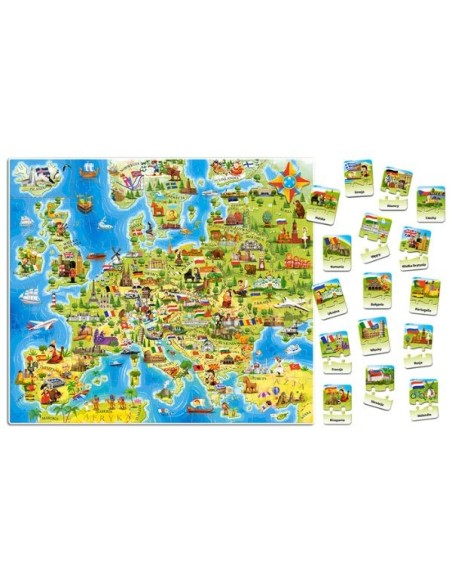 Puzzle educational CastroLand cu 212 piese, Harta Europei, 40 x 46 cm, 7 ani +