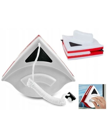 Stergator dublu cu magnet pentru curatarea geamurilor cu grosime intre 5 si 15 mm, Alb / Verde