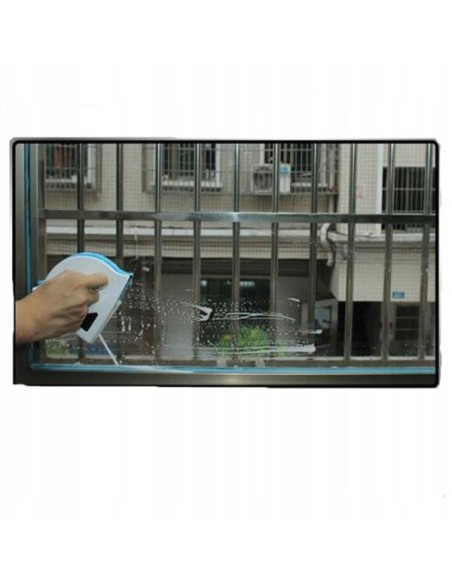 Stergator dublu cu magnet pentru curatarea geamurilor cu grosime intre 5 si 15 mm, Alb / Verde