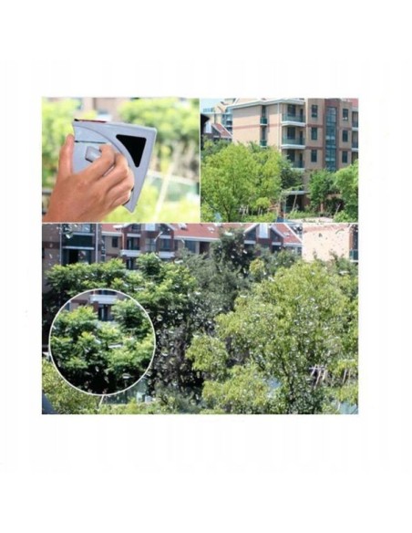 Stergator dublu cu magnet pentru curatarea geamurilor cu grosime intre 5 si 15 mm, Alb / Verde