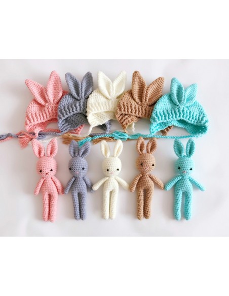 Set de caciulita cu iepuras pentru nou-nascut Drool (Culoare: Gri albastrui)