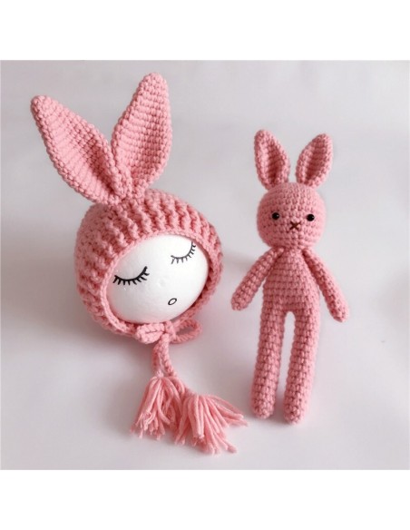 Set de caciulita cu iepuras pentru nou-nascut Drool (Culoare: Alb)