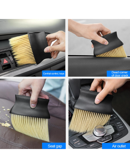Perie cu maner ergonomic si fire din nylon SoftTouch pentru curatarea murdariei si a prafului din interiorul masinii, 13 x 11 cm