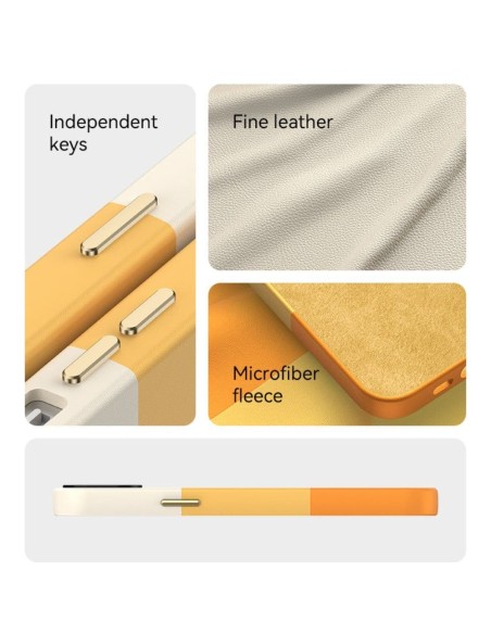 Husa de protectie din piele ecologica rezistenta la socuri pentru Iphone 14, Portocaliu, M Color Series