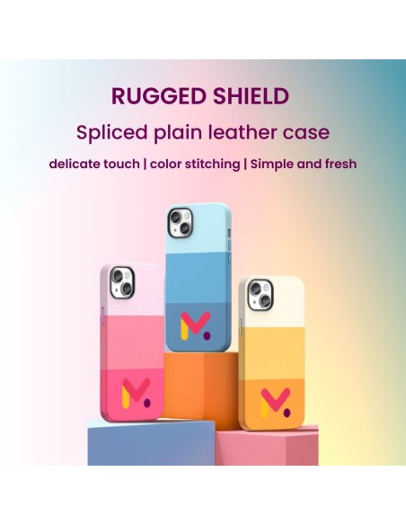 Husa de protectie din piele ecologica rezistenta la socuri pentru Iphone 14, Albastru, M Color Series
