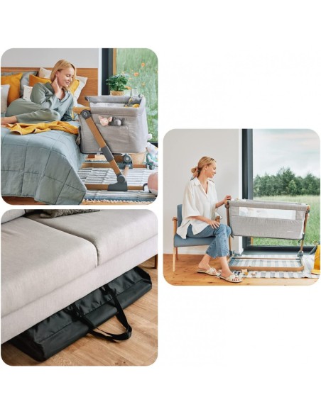 Patut 3 in 1 co-sleeping Skiddou Natt, Normandic Wood, Wood-gri
