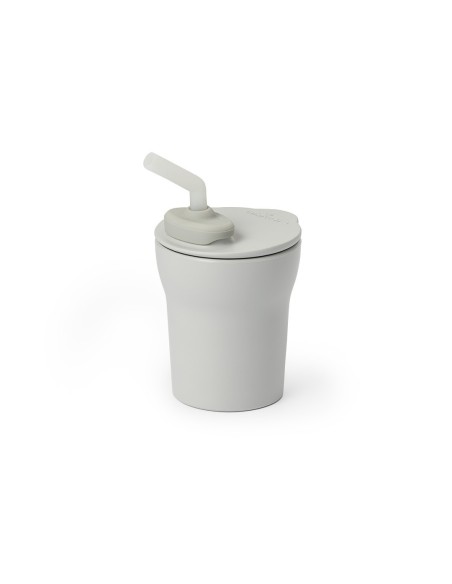 Pahar cu capac si pai antrenament bebelusi Miniware 1-2-3 Sip!, 100% din materiale naturale biodegradabile, Grey