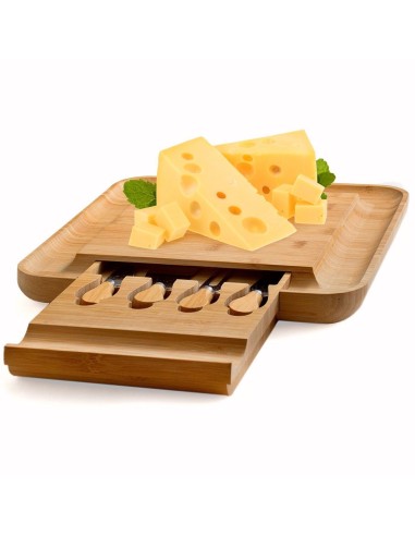 Set platou din bambus si 4 cutite speciale...