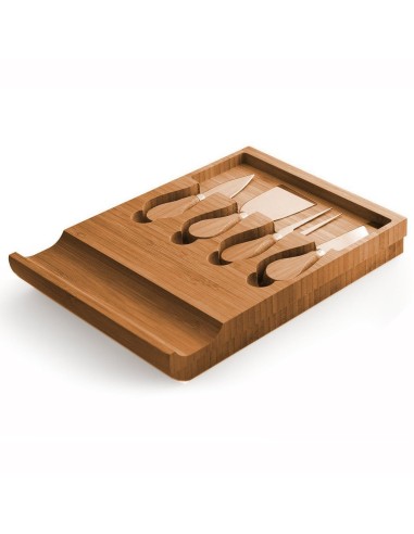Set platou din bambus si 4 cutite speciale...