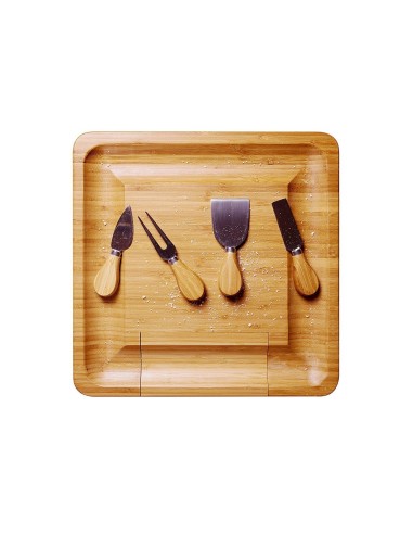 Set platou din bambus si 4 cutite speciale...