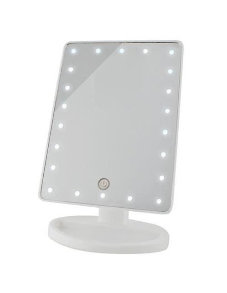 Oglinda cosmetica, cu LED, unghi reglabil, nivel iluminare reglabil, alb, 4xAA, 16.5x12.5x26 cm, Isotrade