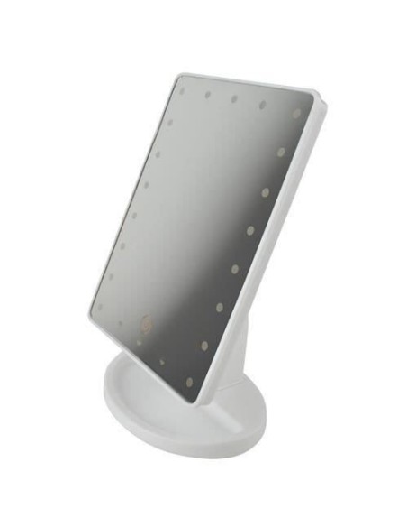 Oglinda cosmetica, cu LED, unghi reglabil, nivel iluminare reglabil, alb, 4xAA, 16.5x12.5x26 cm, Isotrade