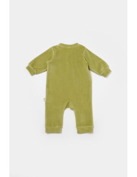 Salopeta Elefant cu maneca lunga din 80%bumbac organic si 20% poliester - Verde, BabyCosy (Marime: 9-12 luni)