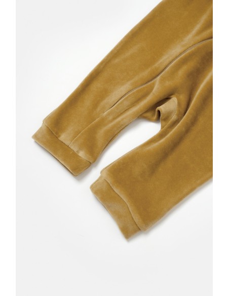 Salopeta Elefant cu maneca lunga din 80%bumbac organic si 20% poliester - Mustar, BabyCosy (Marime: 6-9 luni)