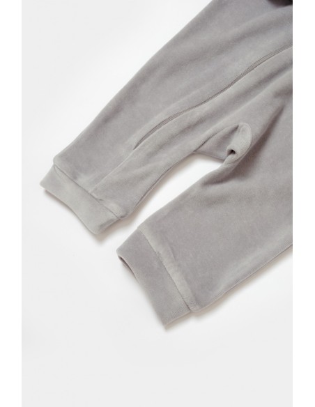 Salopeta Elefant cu maneca lunga din 80%bumbac organic si 20% poliester - Gri, BabyCosy (Marime: 9-12 luni)