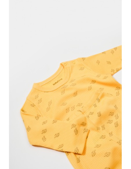 Set 3 piese:bluza, pantaloni si caciulita Printed, BabyCosy, 50% modal+50% bumbac, Lamaie (Marime: 12-18 Luni)