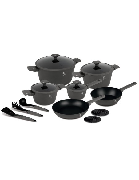 Set de gatit, 15 piese, Anthracite Collection, Berlinger Haus, BH/8141
