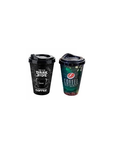 Pahar pentru cafea cu capac , plastic, 400 ml,...