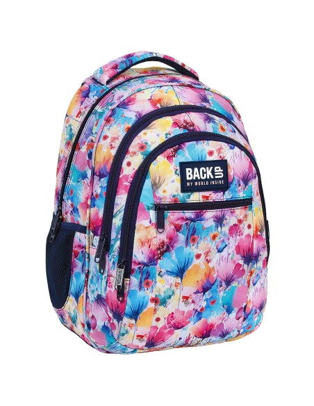 Ghiozdan pentru fetite, Backup, Impermeabil, Floricele, cu 3 compartimente, PLB6O09, 42x30x20cm