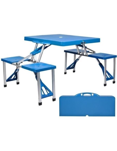 Masa plianta, camping, cu 4 scaune, 82x82x70 cm, Malatec