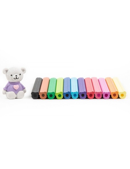Set creioane colorate jumbo Derform Kidea, 12 culori, multicolor, 12x110x185mm, KMJ12KKA