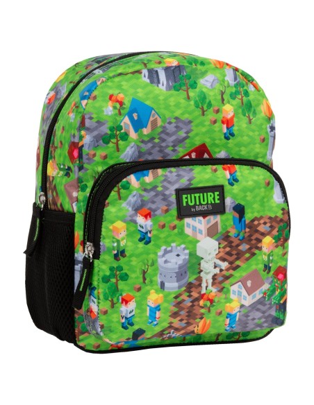 Rucsac scolar Derform Pixel, usor, cu buzunar lateral, PL11BDF35