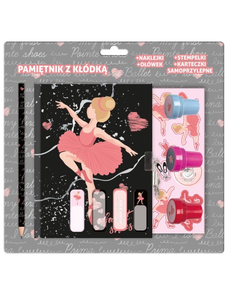 Jurnal cu lacat, stampile si accesorii, Derform, Balerina, PKSZPBL11