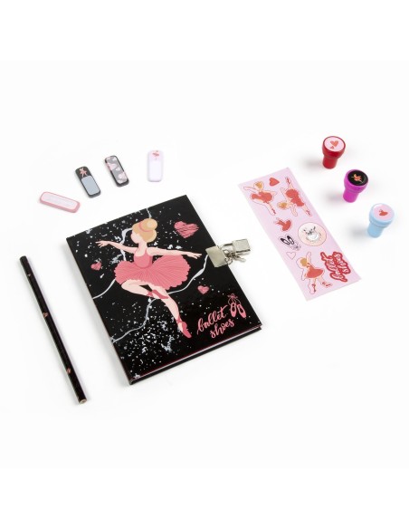 Jurnal cu lacat, stampile si accesorii, Derform, Balerina, PKSZPBL11