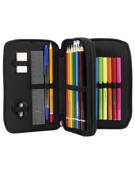 Penar dublu echipat, BackUp, Poliester, 20x13x5 cm, Negru/Roz, PB6DW37