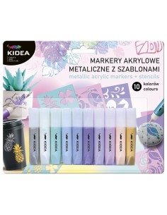 Set markere metalice acrilice, Kidea, Multicolor, 215mm x...