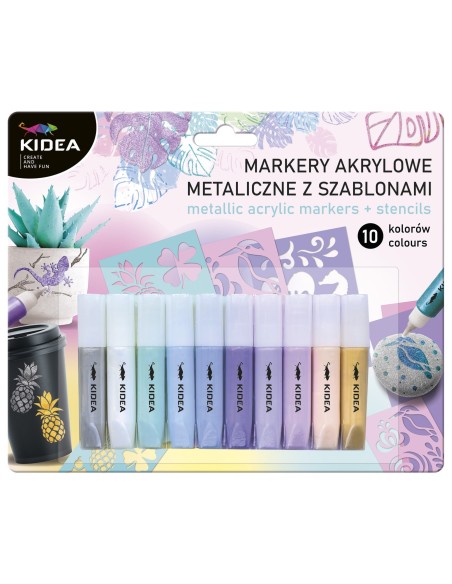 Set markere metalice acrilice, Kidea, Multicolor, 215mm x 178mm, MAM10KSKA