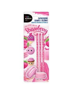 Set scolar de radiere si creioane cu parfum de capsuni,...