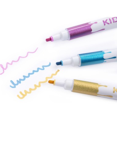 Set 5 markere cu sclipici, Kidea, Multicolor,...