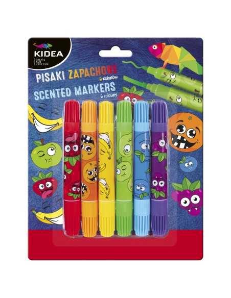 Set 6 carioci, Kidea, Parfumate, Cu doua fete, 21 x 16.5 x 1.5 cm, Multicolor, PZD6KA
