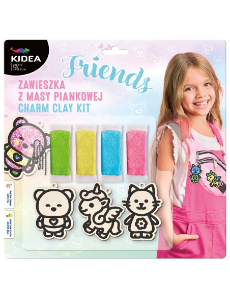 Set creativ, pandantive din spuma Creative Friends Kidea, 4 culori, 245x250x20mm, Kidea ZMPFKA