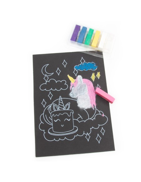 Set de desen, 6 culori pastel, Unicorn Kidea ZRPJKA, 18x26x1,5cm