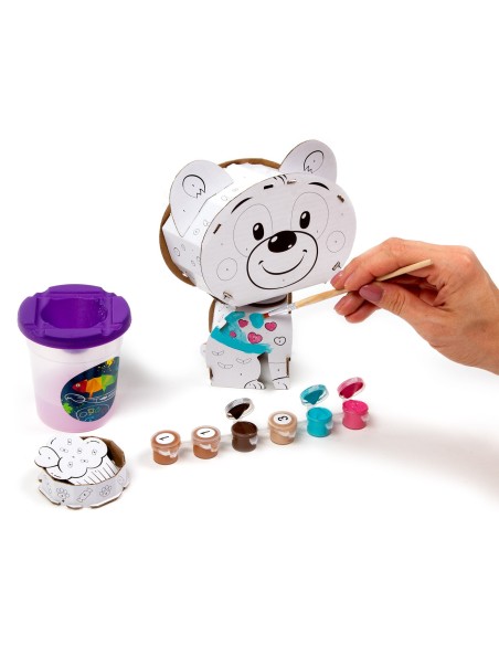 Set Pictura 3D dupa numere, Kidea, Forma ursulet, Multicolor, F3DMNMKA