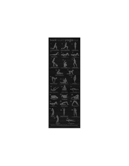 Saltea pentru yoga, fitness, model plan exercitii, PVC, negru, 173x61x0.6 cm, Isotrade