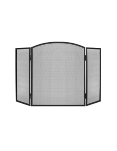 Panou protectie semineu, otel, negru, 118x76 cm