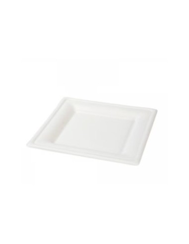 Set farfurii patrate albe, biodegradabile,...